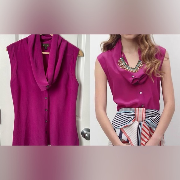 Anthropologie Fei Silk Buttondown Cowlneck - Sz US 4 - Picture 15 of 17